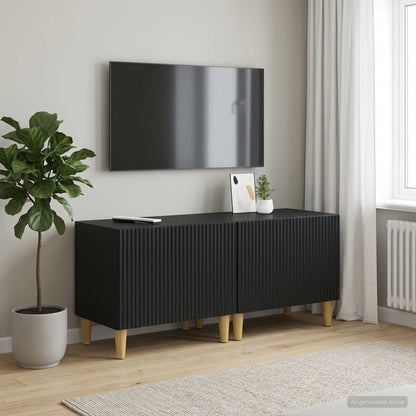 TV Cabinet Black Engineered Wood