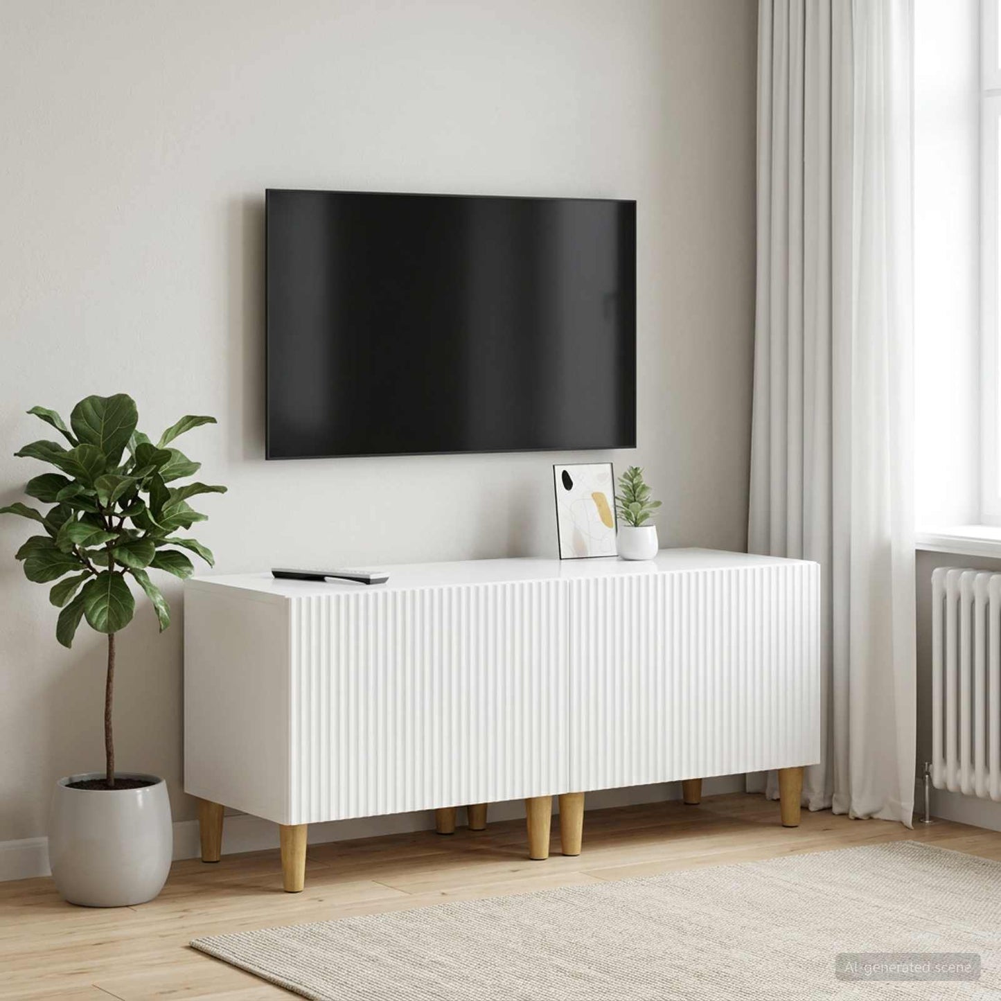 TV Cabinet High Gloss White Engineered Wood