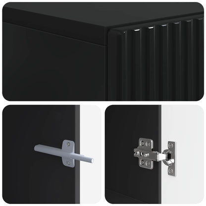 LED TV Cabinet Black Engineered Wood