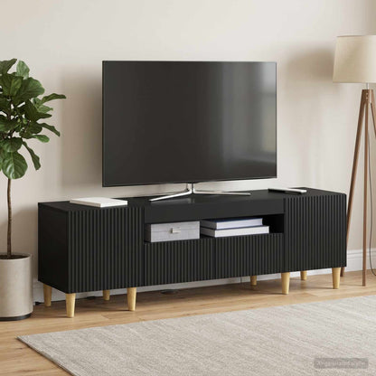 LED TV Cabinet Black Engineered Wood