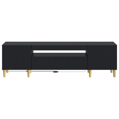 LED TV Cabinet Black Engineered Wood