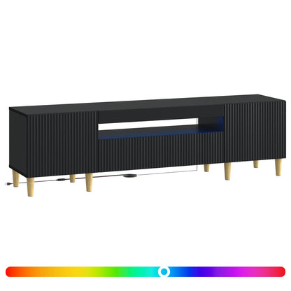 LED TV Cabinet Black Engineered Wood