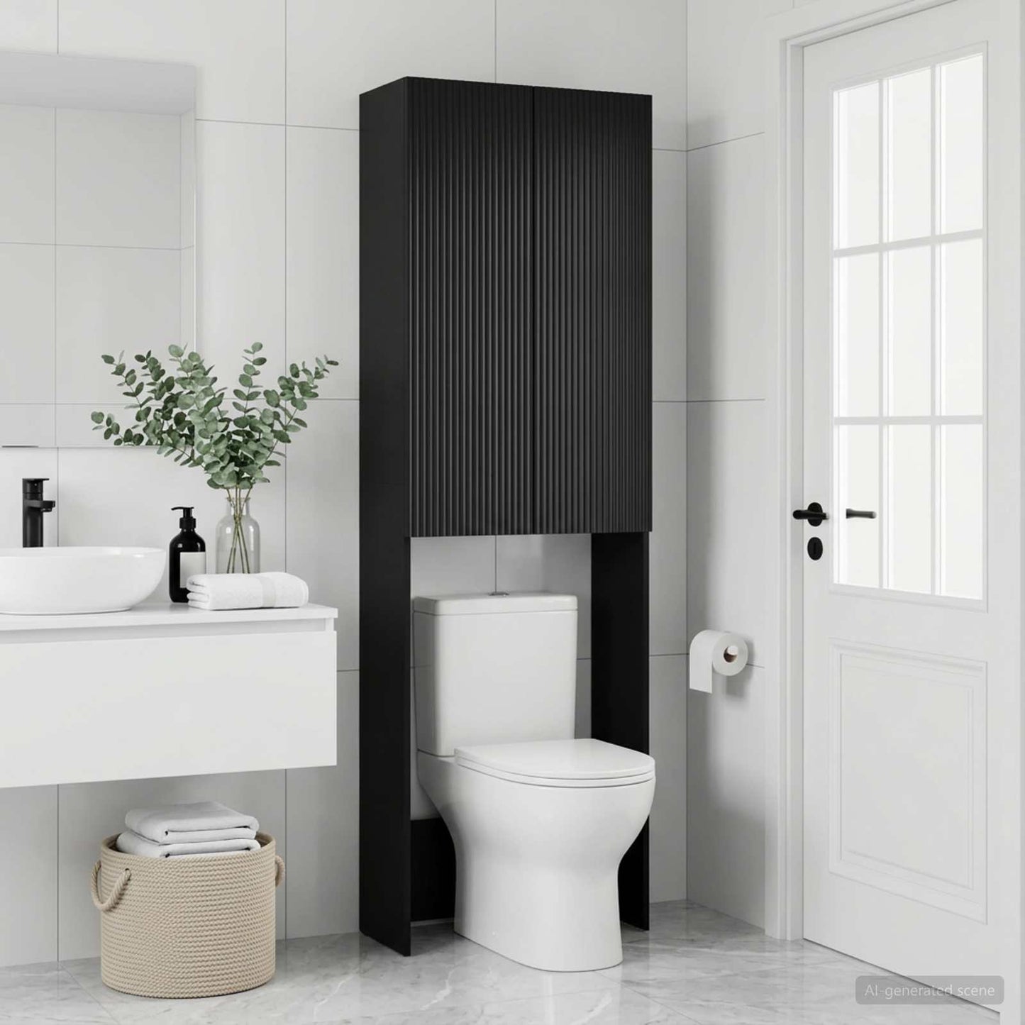 Toilet Cabinet ARNHEM Black 66 x 25.5 x 190 cm Engineered Wood