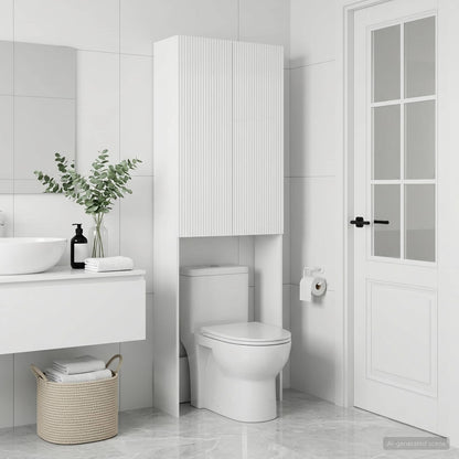 Toilet Cabinet ARNHEM High Gloss White 66 x 25.5 x 190 cm