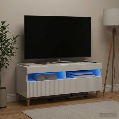 LED TV Cabinet High Gloss White Engineered Wood