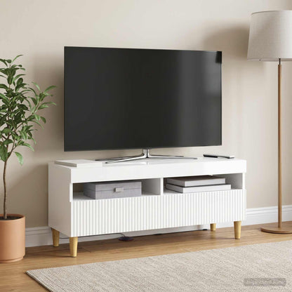 LED TV Cabinet High Gloss White Engineered Wood