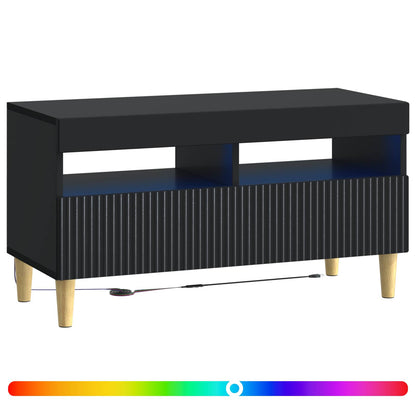 LED TV Cabinet Black Engineered Wood