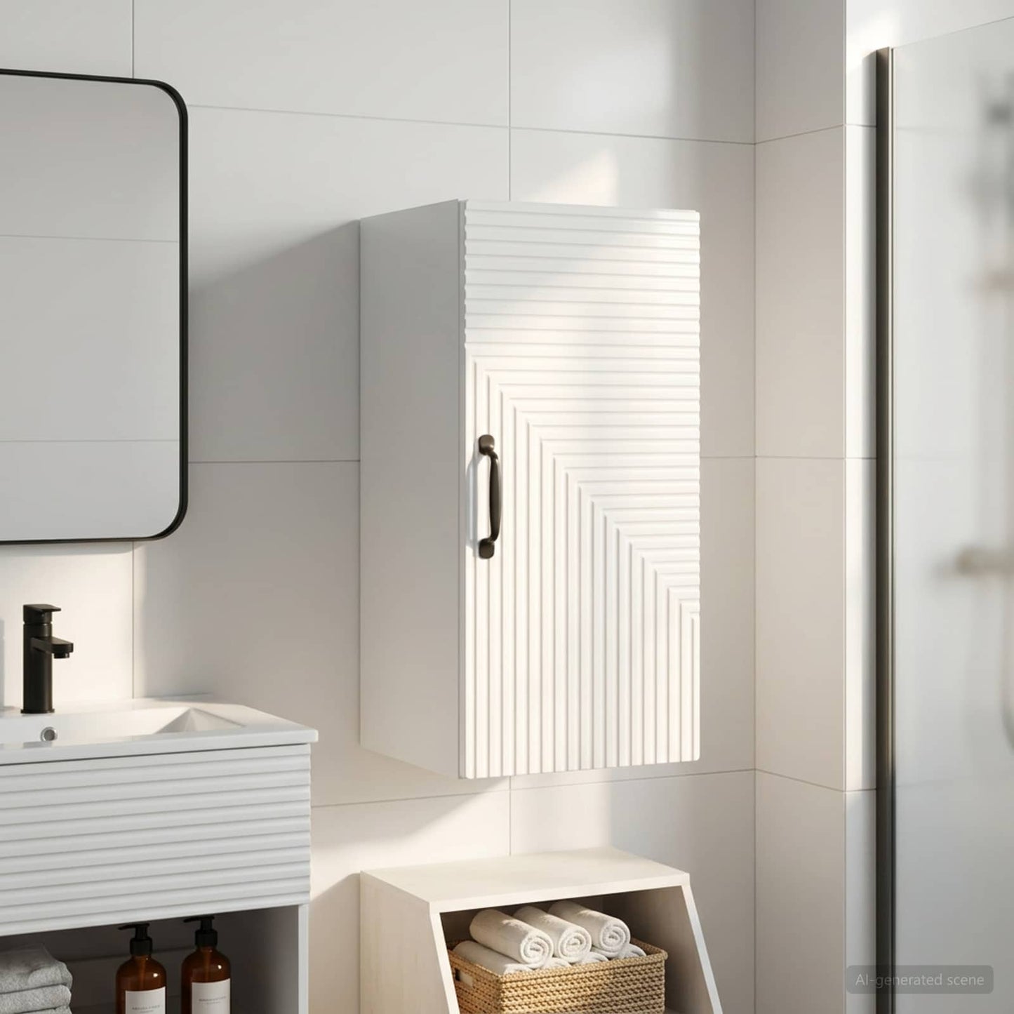 Bathroom Wall Cabinet HAARLEM High Gloss White 30 x 31 x 59 cm