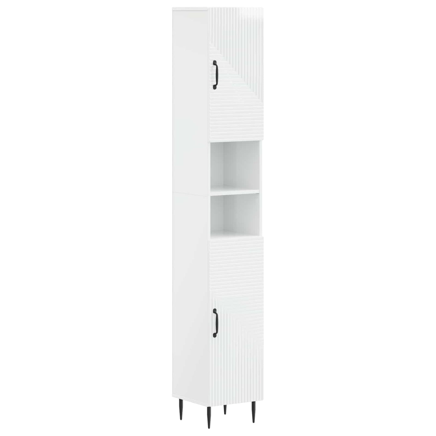Bathroom Cabinet with Open Shelf HAARLEM High Gloss White
