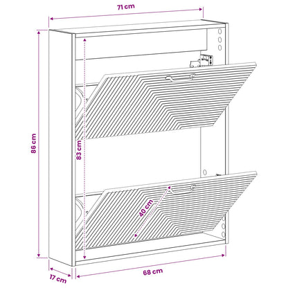 Wall-Mounted Shoe Cabinet HAARLEM 71 x 17 x 86 cm Artisan Oak