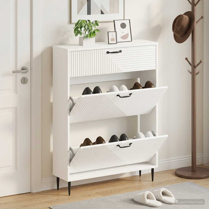 Shoe Cabinet HAARLEM 78 x 24 x 103 cm Engineered Wood White