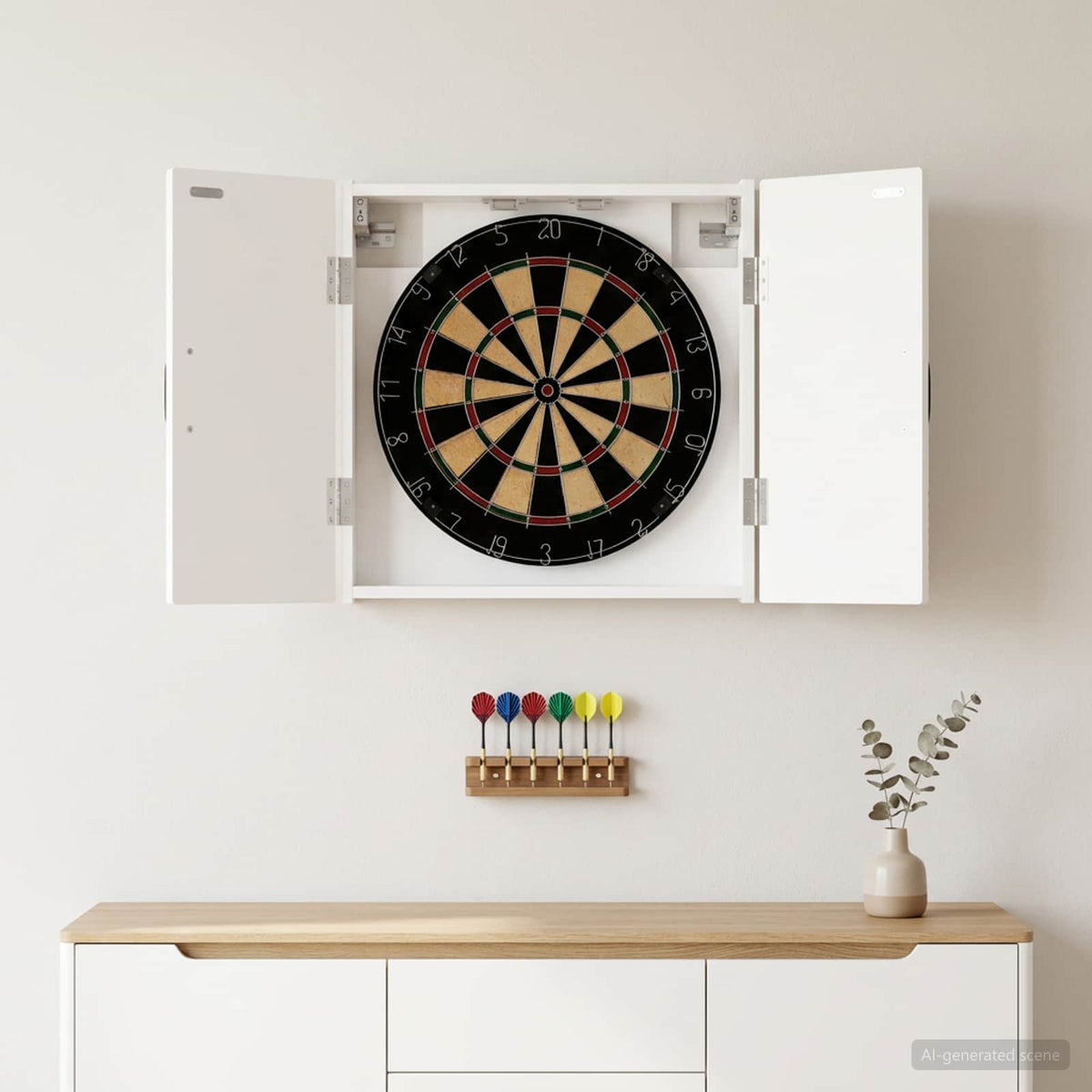 Dartboard Cabinet HAARLEM White 52.5 x 10.5 x 53.5 cm