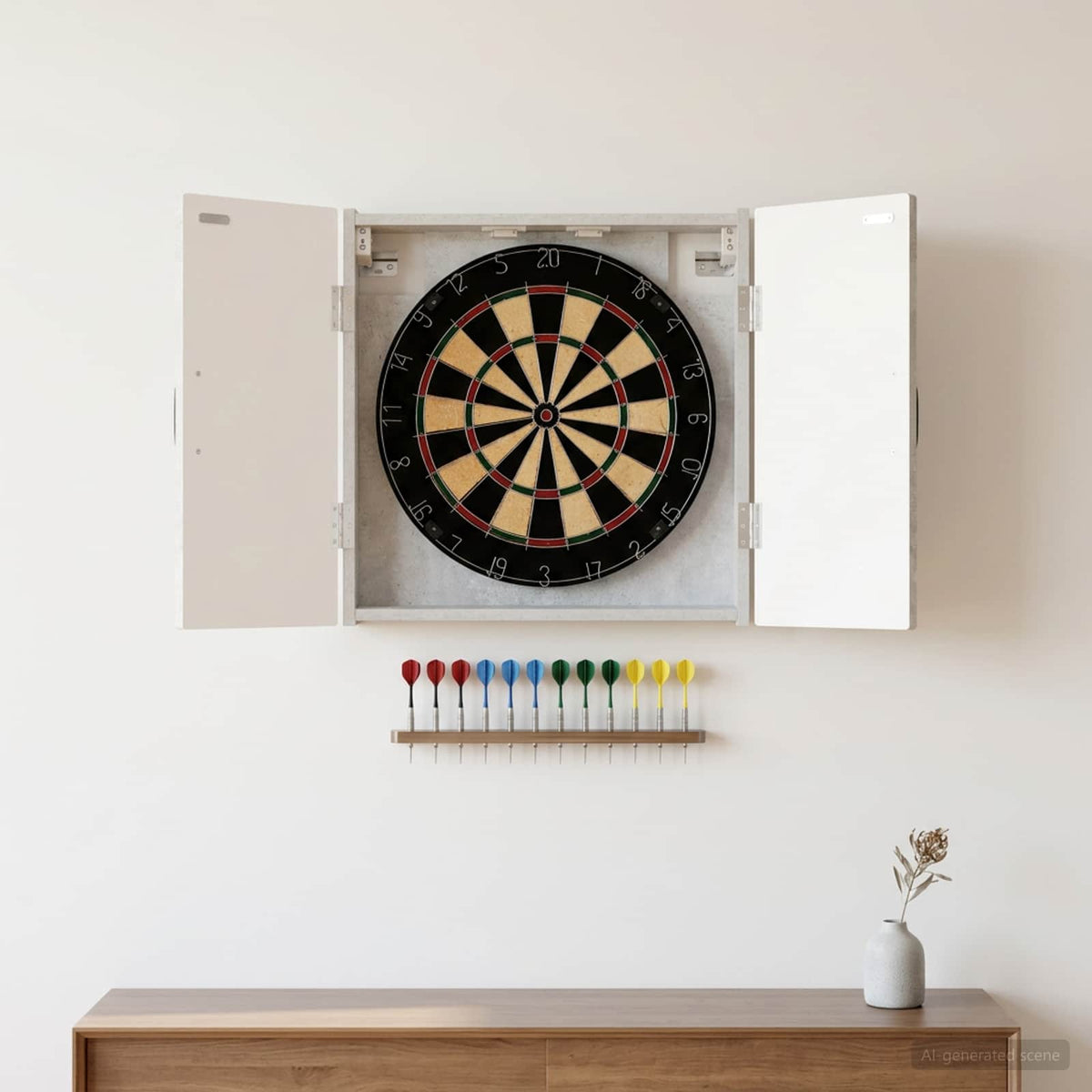 Dartboard Cabinet UTRECHT Concrete Grey 52.5 x 10.5 x 53.5 cm