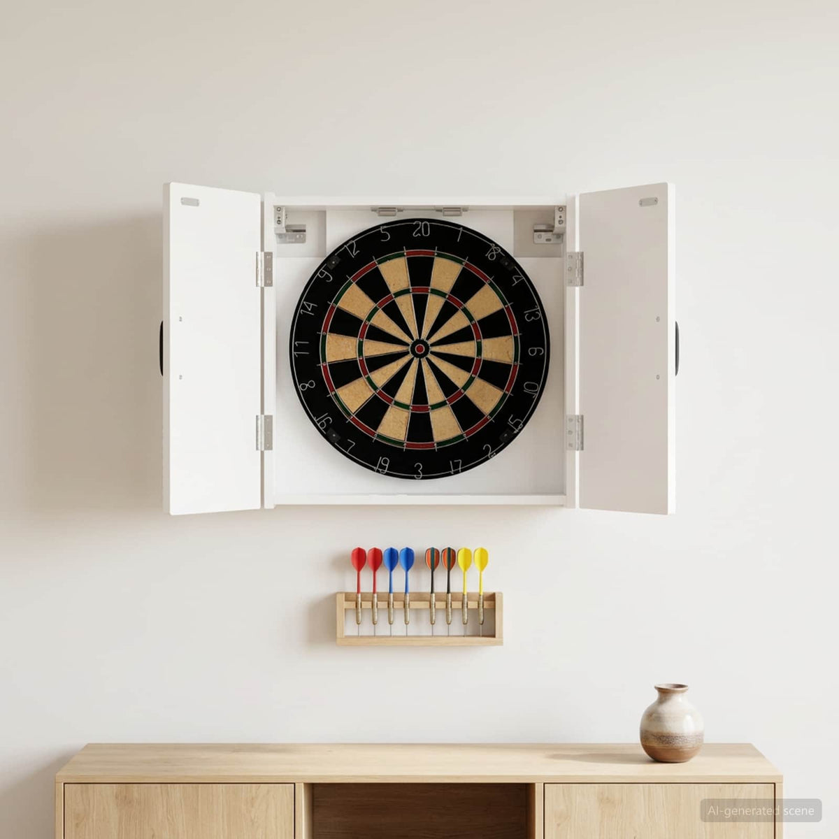 Dartboard Cabinet UTRECHT High Gloss White Engineered Wood