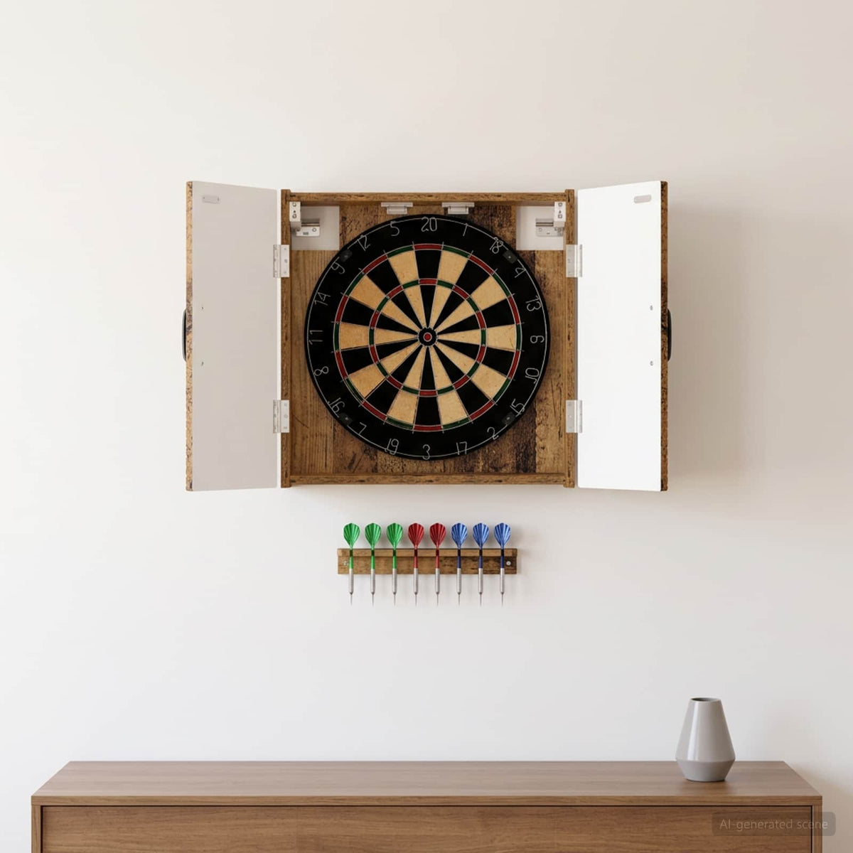 Dartboard Cabinet HOORN Old Wood 52.5 x 10.5 x 53.5 cm