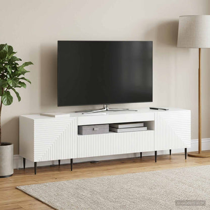 LED TV Cabinet High Gloss White Engineered Wood