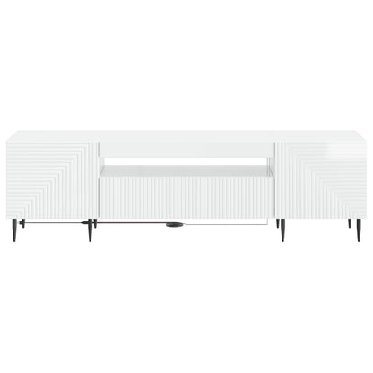 LED TV Cabinet High Gloss White Engineered Wood