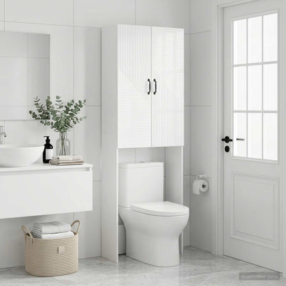 Toilet Cabinet HAARLEM High Gloss White 66 x 25.5 x 190 cm