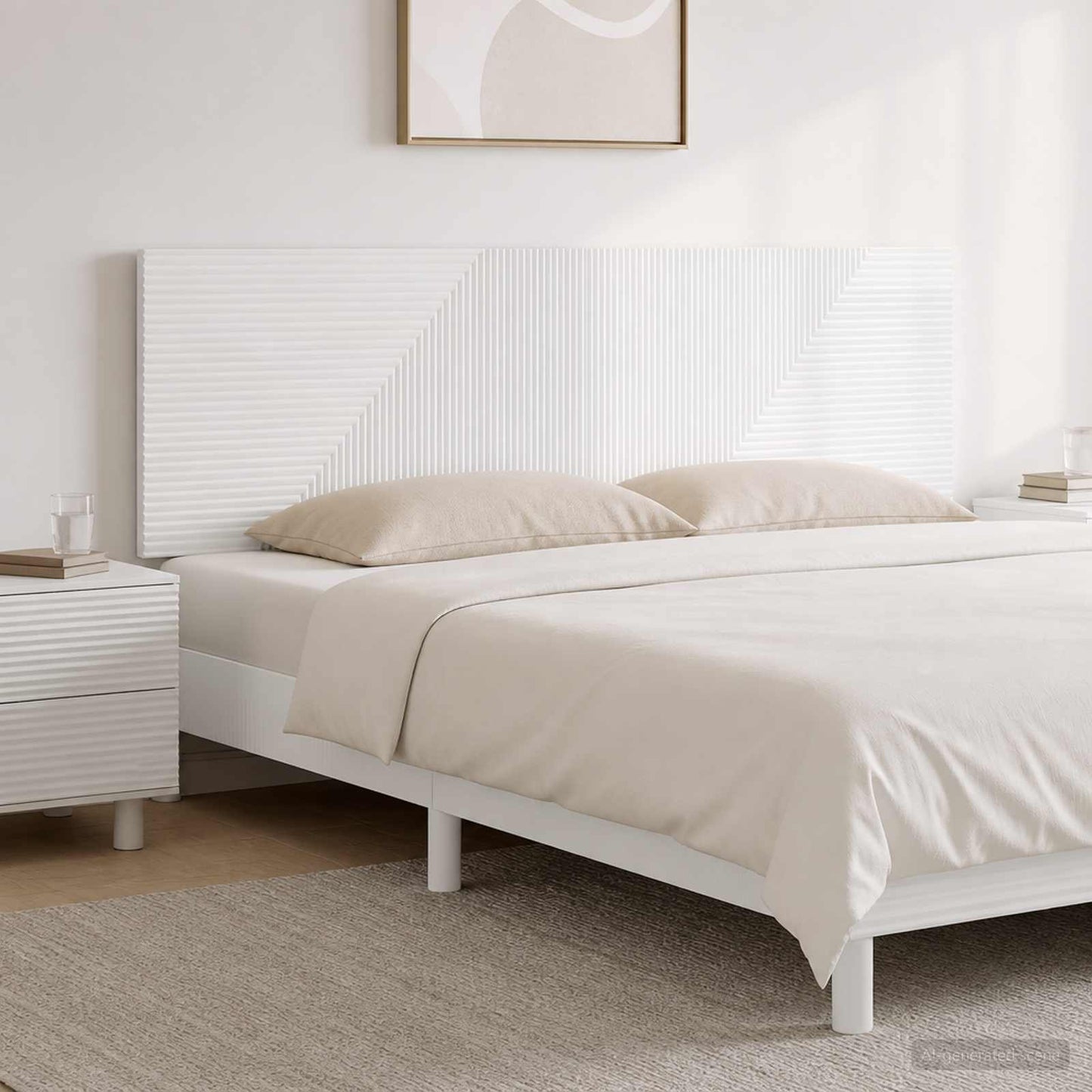 Wall-Mounted Headboard HAARLEM High Gloss White Engineered Wood