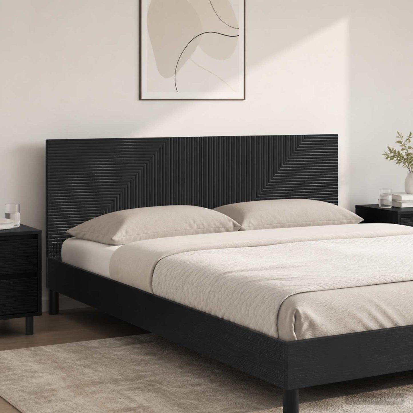 Wall-Mounted Headboard HAARLEM Black Engineered Wood