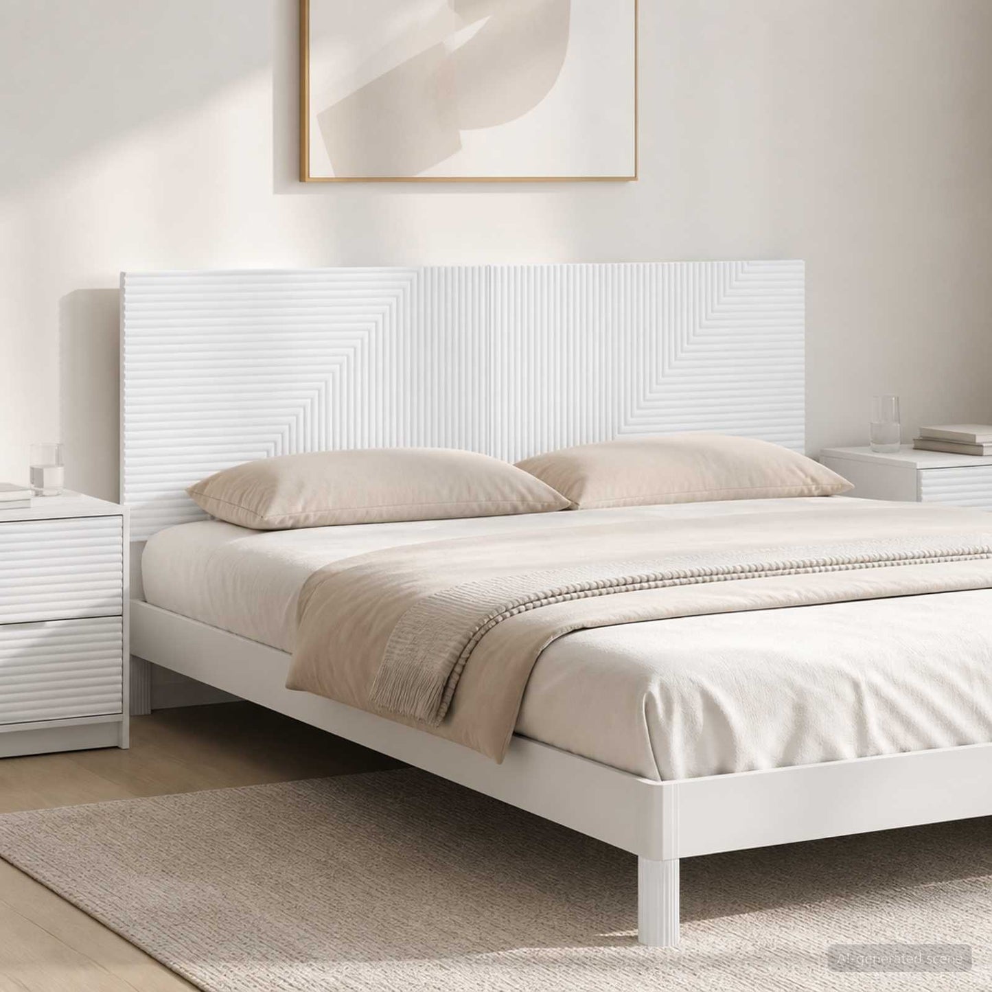 Wall-Mounted Headboard HAARLEM White Engineered Wood