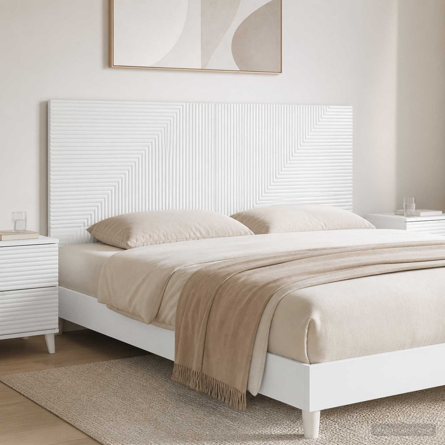 Wall-Mounted Headboard HAARLEM High Gloss White Engineered Wood