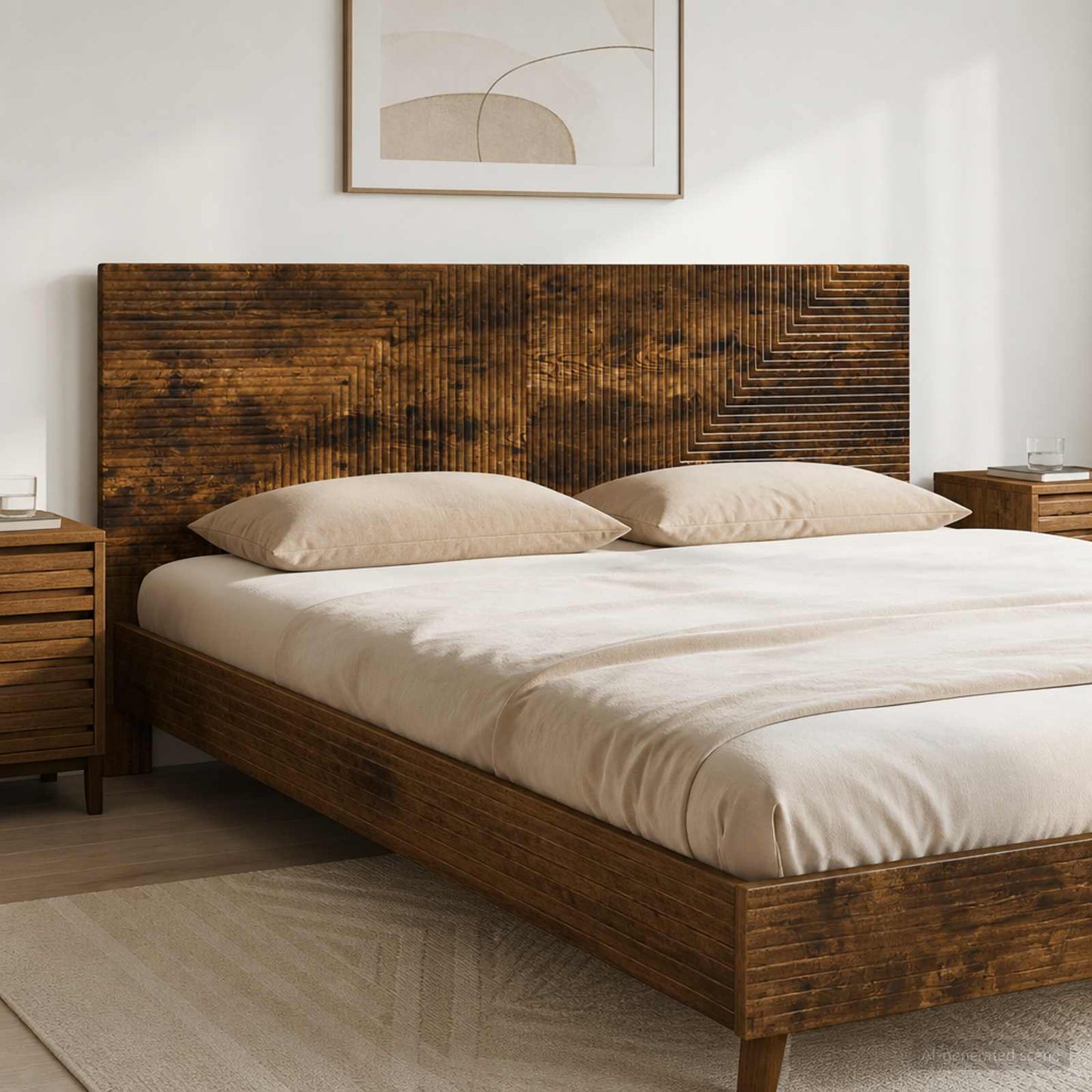 Wall-Mounted Headboard HAARLEM Smoked Oak Engineered Wood