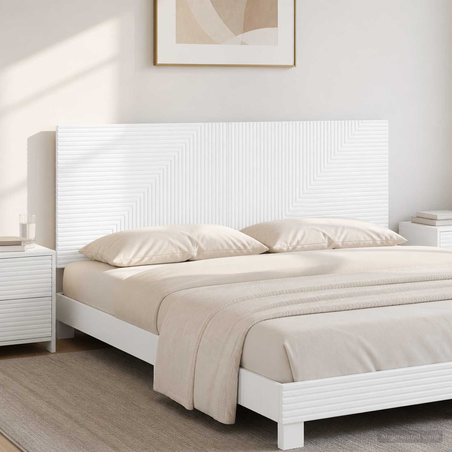 Wall-Mounted Headboard HAARLEM High Gloss White Engineered Wood