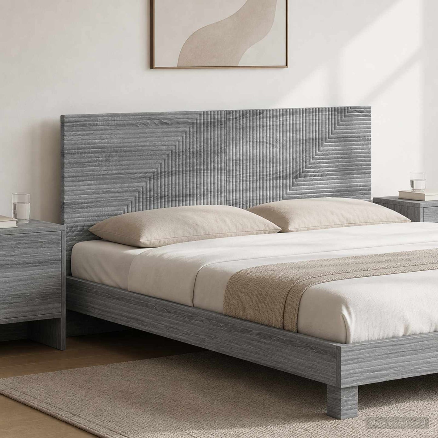 Wall-Mounted Headboard HAARLEM Grey Sonoma Engineered Wood