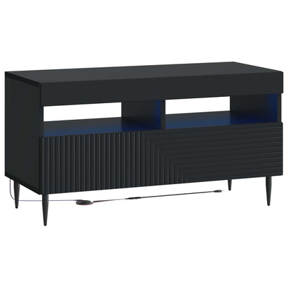 LED TV Cabinet Black Engineered Wood