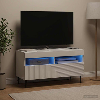 LED TV Cabinet High Gloss White Engineered Wood