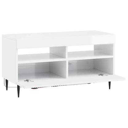 LED TV Cabinet High Gloss White Engineered Wood