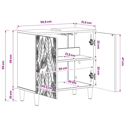 Bathroom Sink Cabinet DELFT Grey Sonoma 59.5 x 31.5x 59 cm