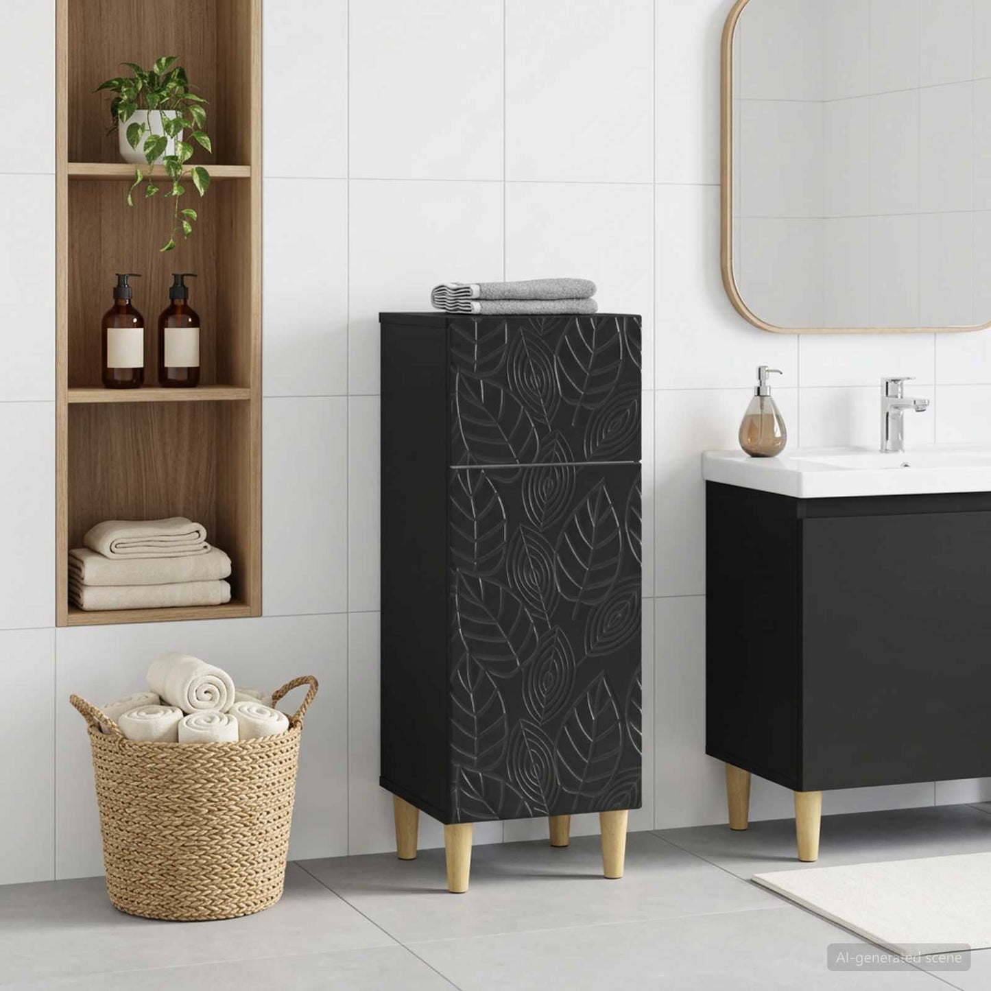 Bathroom Storage Cainet DELFT Black 30 x 31 x 80 cm