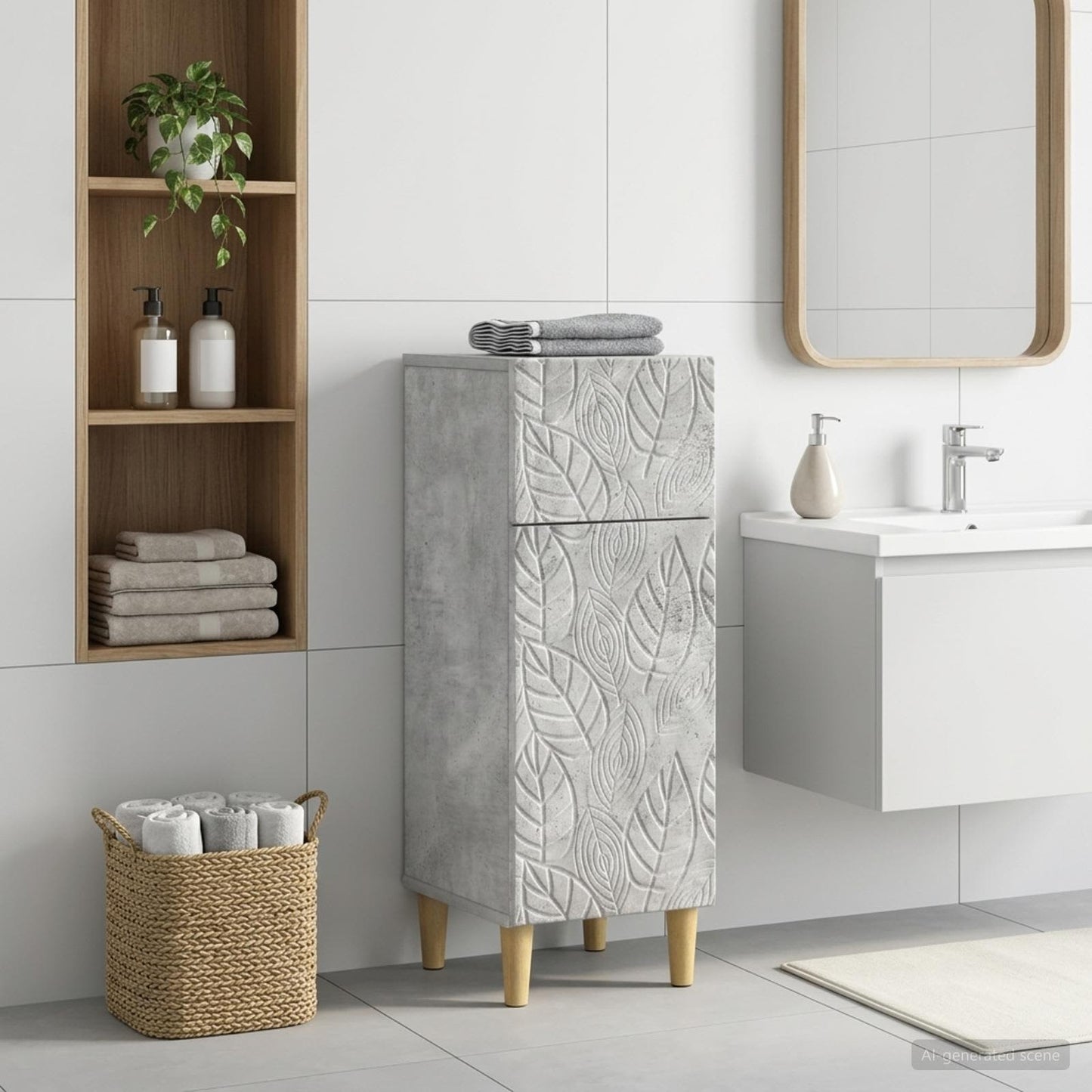 Bathroom Storage Cainet DELFT Concrete Grey 30 x 31 x 80 cm