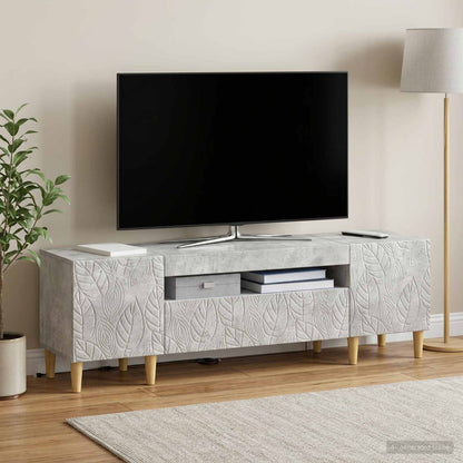 LED TV Cabinet Concrete Grey Engineered Wood
