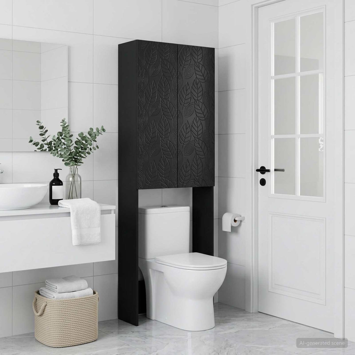 Toilet Cabinet DELFT Black 66 x 25.5 x 190 cm Engineered Wood