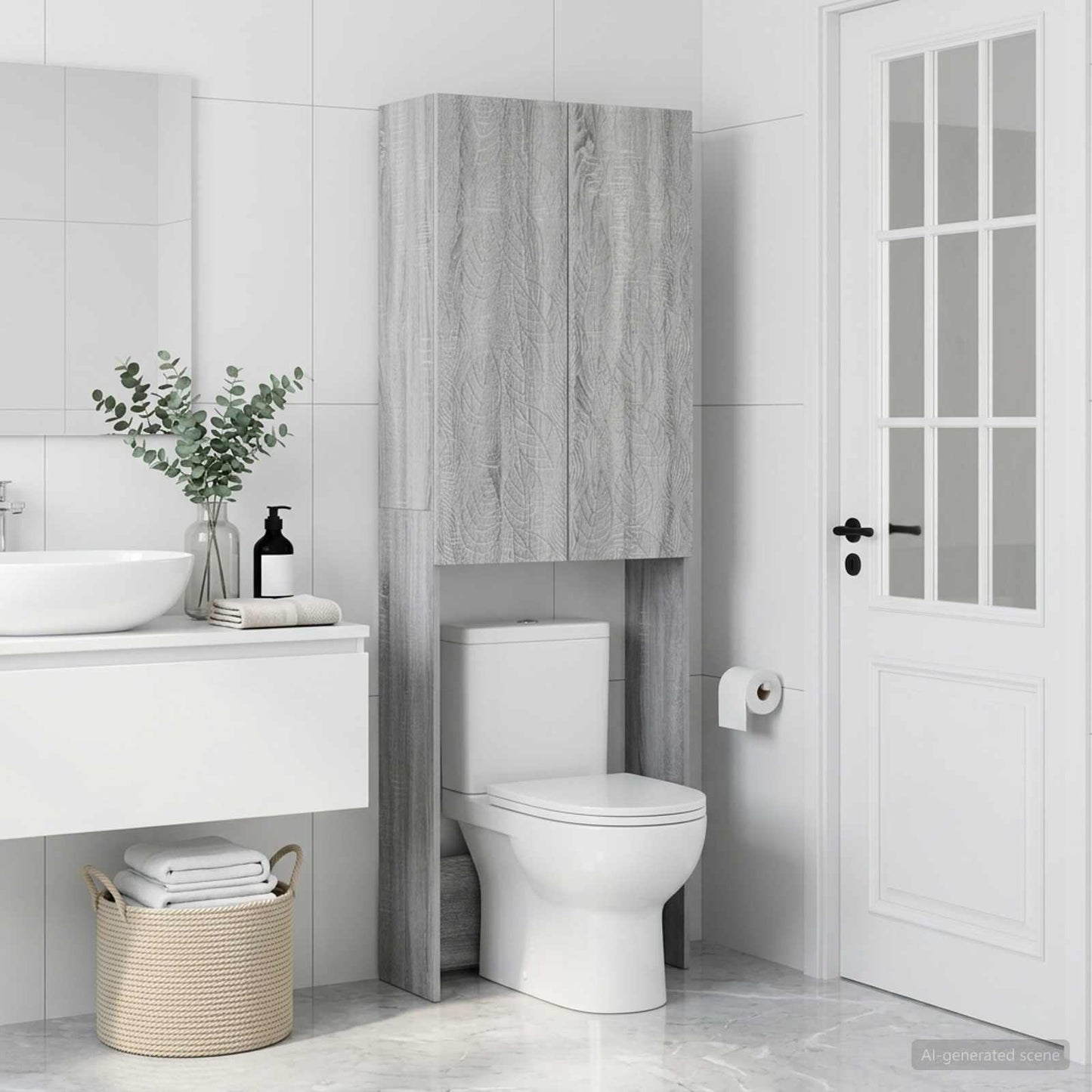 Toilet Cabinet DELFT Grey Sonoma 66 x 25.5 x 190 cm