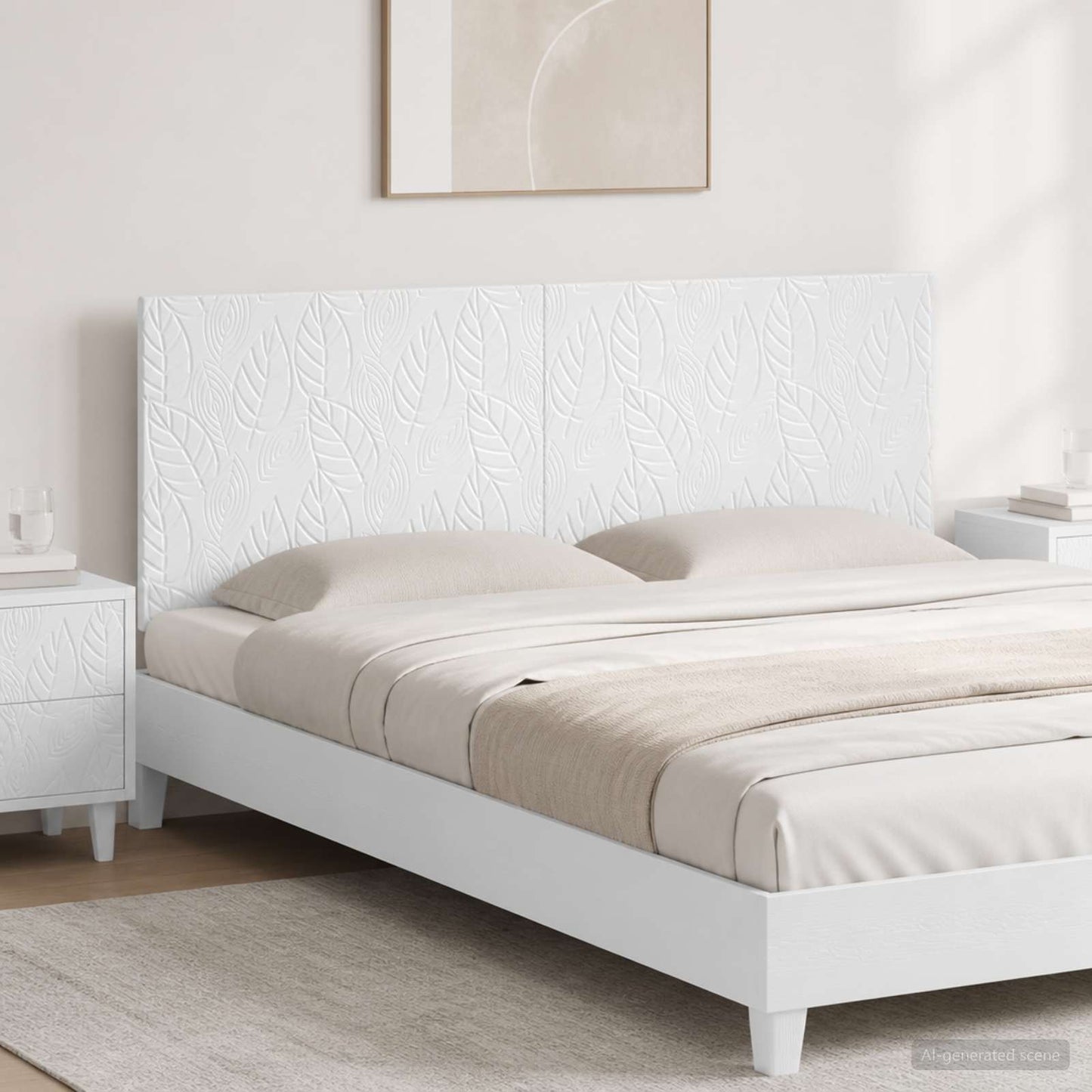 Wall-Mounted Headboard DELFT High Gloss White Engineered Wood