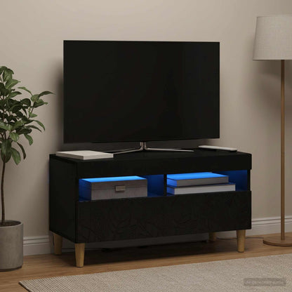 LED TV Cabinet Black Engineered Wood