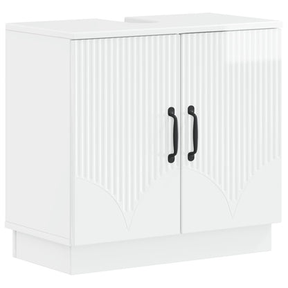 Bathroom Sink Cabinet HOORN High Gloss White 59.5 x 31.5x 56 cm