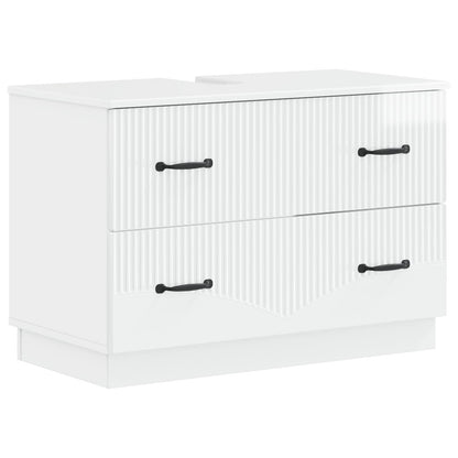 Bathroom Sink Cabinet HOORN High Gloss White 82 x 41x 56 cm