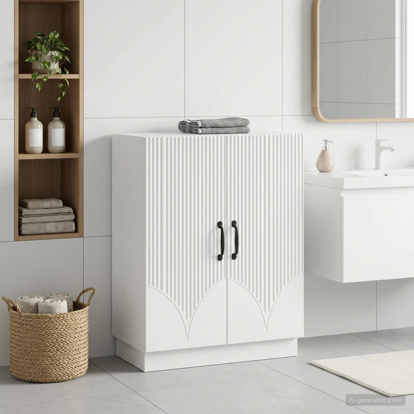 Bathroom Storage Cainet HOORN White 59.5 x 31 x 77 cm
