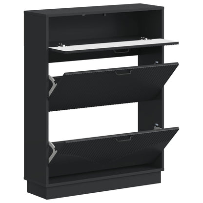 Shoe Cabinet HOORN 78 x 24 x 100 cm Engineered Wood Black