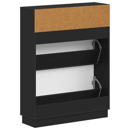 Shoe Cabinet HOORN 78 x 24 x 100 cm Engineered Wood Black
