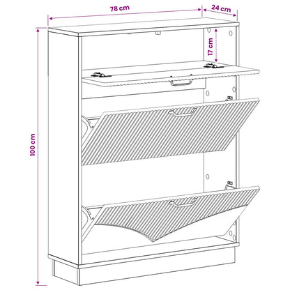 Shoe Cabinet HOORN 78 x 24 x 100 cm Engineered Wood Sonoma Oak