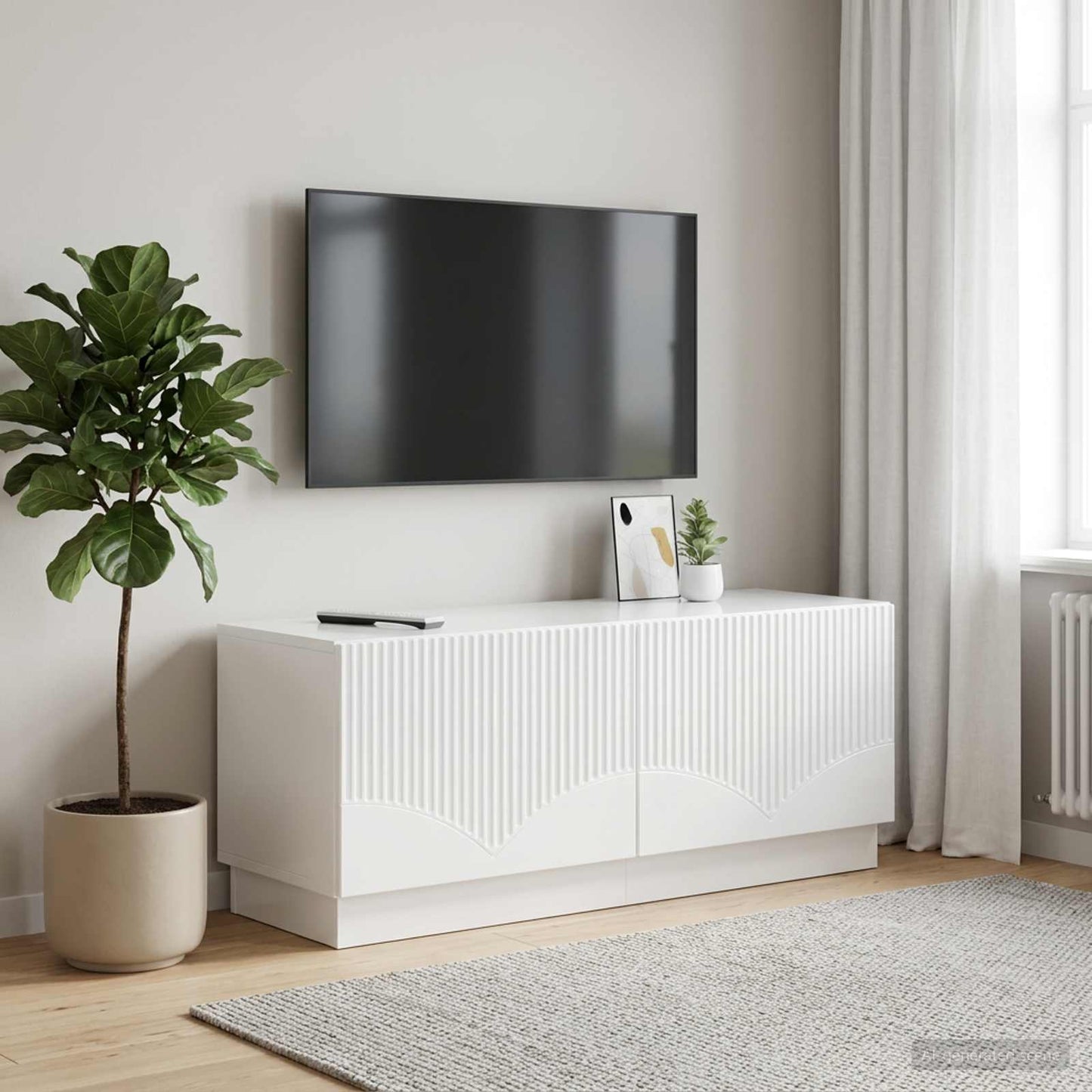 TV Cabinet High Gloss White Engineered Wood
