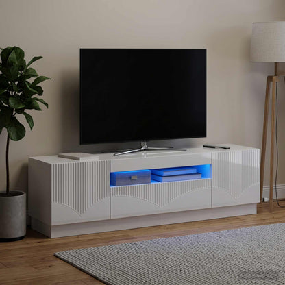 LED TV Cabinet High Gloss White Engineered Wood