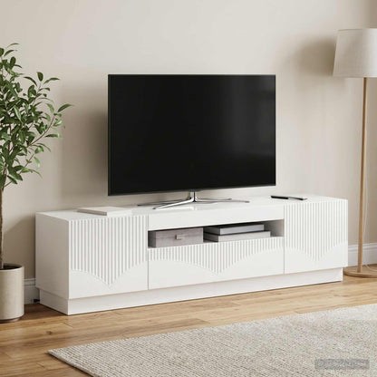 LED TV Cabinet High Gloss White Engineered Wood
