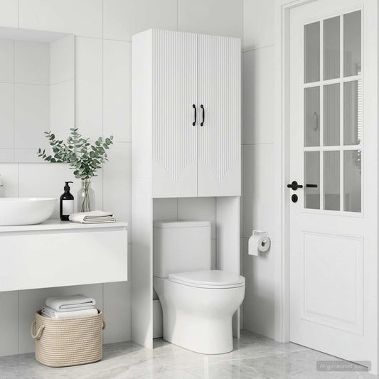 Toilet Cabinet HOORN White 66 x 25.5 x 190 cm Engineered Wood